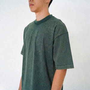 Camiseta Extra Grande de Tela Gruesa Personalizada, Lavada con Ácido, Desgastada, con Manga Corta Decorativa, Unisex - Product Image 1