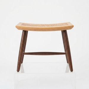 Modern Wood Saddle <b>Stool</b> Curved Seat Backless Ottoman Solid Wood Footrest for Dining Room <b>Vanity</b> Entryway - Product Image 1