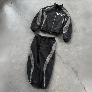 Custom <b>Men's</b> High Quality Nylon Windbreaker Tracksuit Zip Up <b>Jacket</b> and Jogger Pants Set - Product Image 4