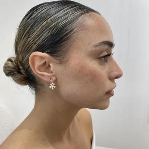 Pear Cut & Round <b>Diamond</b> Flower Drop <b>Earrings</b> Solid Gold Floral <b>Dangle</b> <b>Earrings</b> Luxury Bridal <b>Earrings</b> Elegant Wedding Gift - Product Image 2