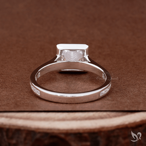 Bold 2.00ct princess cut lab grown diamond engagement <b>ring</b> <b>statement</b> square bezel design in 10k white gold - Product Image 3