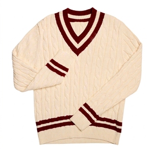 Nouvelle Arrivée OEM 2026 – Gilet Pull sans Manches Tricoté pour Homme, Col en V, Bordure Rayée Blanc-Vert, Vêtement de Printemps – Vente en Gros - Product Image 4