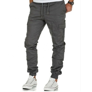 Pantalon cargo pour homme, vert olive, taille élastique, cordon de serrage, décontracté, automne, plusieurs poches, toile mi-lourde - Product Image 5
