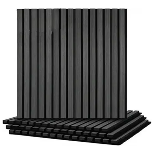 Panneaux acoustiques en MDF noir mat, bois massif, placage naturel, polyester, réduction du bruit pour la maison, le bureau, la chambre, le salon, l'entrepôt - Product Image 1