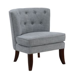 Poltrona Moderna Grigio Scuro con Rivestimento Trapuntato a Bottoni e Gambe in Legno Massello, Arredamento Classico per Soggiorno, 1 Pezzo - Product Image 3