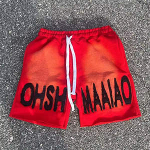 Pantalones Cortos Casuales de Verano para Hombre, 100% Algodón, de Alta Calidad, con Cordones Bordados Vintage, Cintura Elástica, Logotipo Sólido, Pantalones Cortos de Moda - Product Image 2