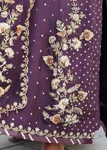 Ensemble de 3 pièces en tissu lawn brodé de luxe pour femmes, tenue de fête, vente en gros - Product Image 4