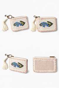 Porte-monnaie de luxe fait main perlé avec broderie florale et motif oiseau, mini portefeuille à fermeture éclair, pochette à pompon, porte-clés, cadeau tendance pour femme - Product Image 3