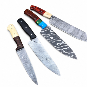 Burraq Custom Handmade Damascus Steel Drop Point Knife with Handle Leather Sheath Camping & Outdoor Sports 9-inch 0.5mm Thick - Product Image 5