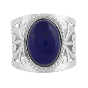 Blue <b>Lapis</b> <b>Lazuli</b> 925 Sterling Silver <b>Ring</b> Handmade Vintage Ethnic Boho Gemstone Statement Jewelry for Women - Product Image 1