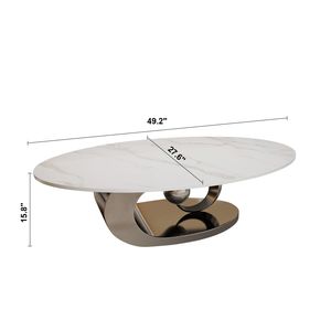 Table basse sculpturale en acier inoxydable avec plateau élégant en marbre - Product Image 4