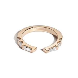 Baguette Princess Cut Lab Grown Diamond Open Stackable <b>Ring</b> Art Deco <b>Stacking</b> Matching Bridal Bands 14K 18K Solid Gold Wholesale - Product Image 1