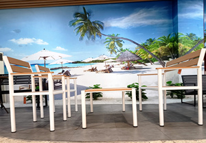 Minimalist Outdoor <b>Table</b> With Wood Top And <b>Aluminum</b> Frame Durable Patio Furniture For Outdoor Use - Product Image 4