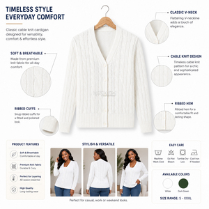 Cardigan en acrylique blanc à col en V de haute qualité Cosh International pour sororité, idéal pour l'hiver et les tenues universitaires - Product Image 6
