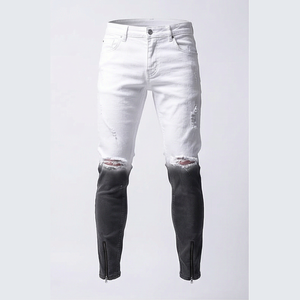 Jeans de Mezclilla Blancos Rotos para Hombre, de Alta Calidad, Corte Regular, Cintura Alta, Estilo Casual, para Invierno y Verano, Pantalones de Pierna Recta - Product Image 1
