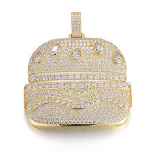 Colgante de Acero Inoxidable Chapado en Oro de 18K con Moissanita Micro Pavé, Amuleto Hiphop para Hombre, Certificado IGI - Product Image 1