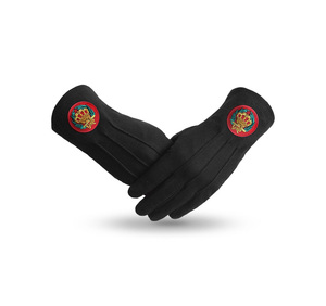 Guantes de Regalia de Algodón Negro de Lujo con Bordado Rojo de la Orden del Amaranto - Product Image 1