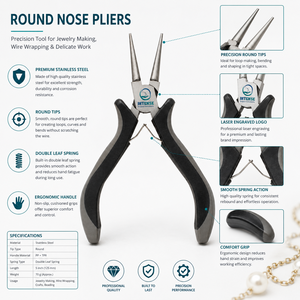 Alicates Profesionales de Punta Redonda para Joyería, Alicates de Acero Inoxidable para Hacer Lazos de Alambre, Herramienta de Precisión para Abalorios con Mango Ergonómico - Product Image 2