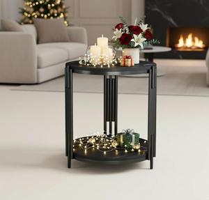 Modern Round Metal Console <b>Table</b> <b>with</b> <b>Storage</b> Shelf for Living Room Furniture - Product Image 5