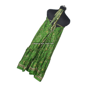Vestido Largo de Seda Sari Indio Hecho a Mano, Estilo Bohemio, Nuevo Diseño, para Mujer, Elegante, para Cena, Sin Mangas, para Eventos Nocturnos - Product Image 4