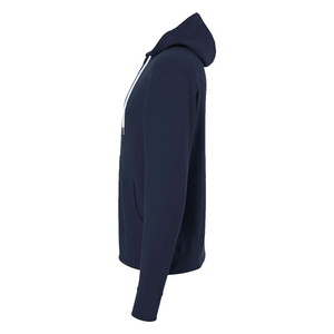 Men's <b>Navy</b> Blue Fleece Zip-Up Oversized Hoodie Winter Solid Color Casual <b>Sweatshirt</b> with Kangaroo Pocket Front Logo - Product Image 5