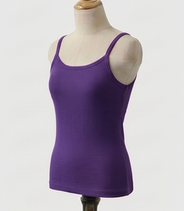 Camiseta sin mangas para mujer, color morado, cuello redondo, color sólido, tejido de punto, ropa informal, transpirable - Product Image 3