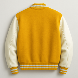 Chaqueta Universitaria Americana Clásica, Cuerpo de Lana, Mangas de Cuero |   Chaqueta de Béisbol para Hombre, Servicio OEM Disponible - Product Image 2