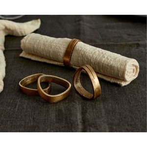 Modern Gold Finish Metal Napkin Ring Set for Luxury Table Decor Handmade Geometric Napkin Holder for Wedding and Party Dining - Product Image 1