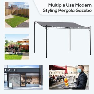 Pergola Gazebo 13FT X 10FT in Acciaio Grigio per Esterni con Tessuto Resistente alle Intemperie e Fori di Drenaggio - Product Image 6