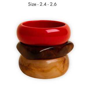 Ensemble de 3 bracelets en résine brillante rouge-brun-beige, ronds, empilables, peints à la main, artistiques, pour la Saint-Valentin, décoration d'intérieur, artisanat - Product Image 3