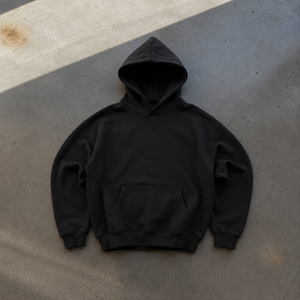 Premium Heavyweight Pullover Hoodie <b>Men</b> Regular Fit Streetwear Solid <b>Black</b> 100% Cotton <b>Fleece</b> Drop Shoulder Casual Eco-Friendly - Product Image 1