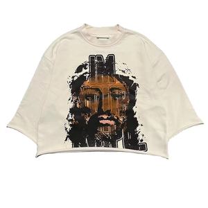 Camiseta gráfica estampada para hombre, camiseta de media manga 100% de algodón pesado para hombre, camiseta Unisex recortada con dobladillo curvo crudo - Product Image 2