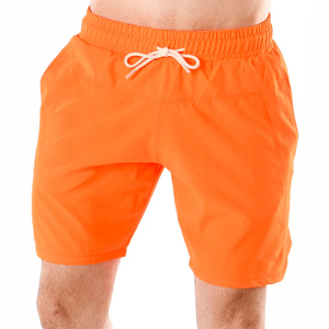 <b>Men's</b> <b>Orange</b> Solid Board <b>Shorts</b> With Drawstring Waist Quick Dry Pockets Casual Swimwear <b>Short</b> Length Mid Rise Woven Polyester - Product Image 1