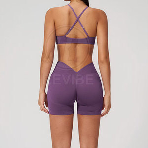 Conjunto de Shorts de Yoga Ligeros con Logotipo Frontal, 2 Piezas, Ropa Deportiva, Secado Rápido, Cintura Elástica, Largo hasta la Rodilla - Product Image 6