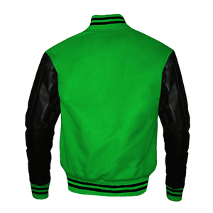Veste bomber en laine pour homme de qualité supérieure OEM, avec patchs brodés personnalisés, manches en cuir de vache véritable, design de veste varsity Lettermen. - Product Image 5