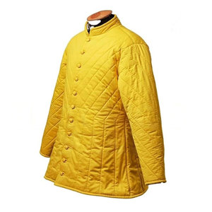 Medieval Gambeson Cotton Padded Coat Yellow Reenactment LARP Costume Knight Wearing Aketon Doublet Protective Padded Coat - Product Image 2