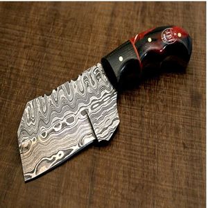 Cuchillo de Cocina Mini Cleaver de Acero de Damasco Hecho a Mano con Mango Ergonómico de Resina y Madera - Product Image 1