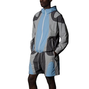 Ensemble léger pour homme, veste coupe-vent, veste de sport, nouvelle mode, ensemble de survêtement imperméable, ensemble de course à pied avec capuche et short - Product Image 3