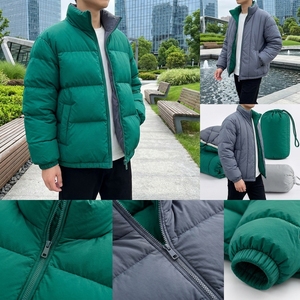 Chaqueta Acolchada Reversible para Hombre, Verde Gris, Dos Tonos, Acolchado Aislante, Abrigo de Invierno, Chaqueta Plegable para Exteriores - Product Image 4