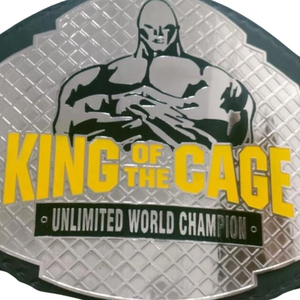 Cinturón de Campeón Mundial King of the Cage Unlimited, Correa Negra con Diseño Plateado y Amarillo, Cinturón de Lucha MMA de Primera Calidad para Fanáticos - Product Image 6
