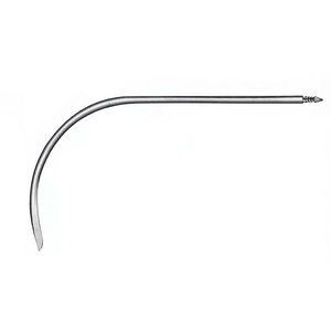 Aiguille de Redon 19,5 cm (7-3/4 pouces) 12 Charr, entièrement courbée, à pointe de couteau, extrémité filetée, instrument chirurgical pour procédures médicales - Product Image 2