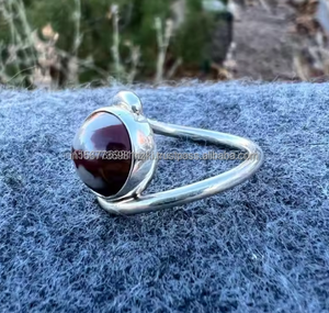 Anillo Noreena de plata de ley sólida de alta calidad, anillo de regalo con bisel bohemio llamativo con jaspe para mujer, anillos finos - Product Image 1