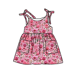 Vestidos para Niñas de 0 a 16 Años, Ropa Infantil de Boutique al por Mayor, Estilo Casual, Tela Suave, Estampado Personalizado, Bolsillos con Cordón - Product Image 2