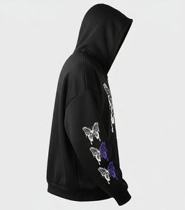 Nuevas sudaderas con capucha extragrandes con estampado de mariposas, estilo pullover con hombros caídos, nuevas sudaderas con capucha personalizadas OEM para hombre - Product Image 2