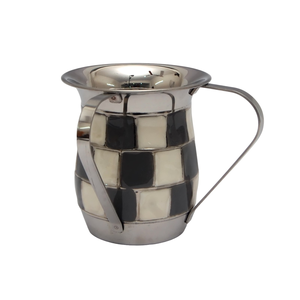 Taza de Lavado de Acero Inoxidable con Diseño a Cuadros, Recipiente Moderno y Decorativo para Lavarse las Manos - Product Image 1