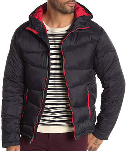 Custom Made Men's <b>Slim</b> <b>Fit</b> Winter Puffer <b>Jacket</b> Hooded Eco-Friendly Breathable Heated Quick Dry Solid Color Polyester/Cotton - Product Image 4