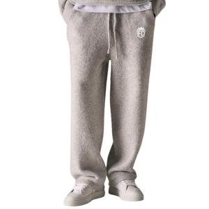 Pantalon de jogging en maille gris à jambe large, taille élastique, décontracté, unisexe, coupe confortable, style urbain moderne - Product Image 6