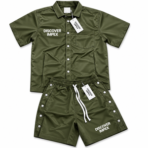 Custom OEM Windbreaker Zip up Hoodie Nylon Track Suit Vintage Sportswear <b>Jacket</b> <b>Short</b> Set SweetPant Streetwear Tracksuit - Product Image 3