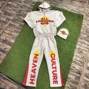 Pantalones Deportivos y Sudaderas Extra Grandes de Algodón Grueso 2026, Ropa Urbana Hip Hop para Parejas, Conjuntos Deportivos con Bordado 'Heaven & Culture' - Product Image 2