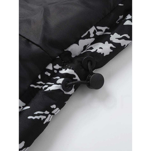 Men's Black <b>Camouflage</b> Puffer Jacket With Belt Closure Casual Style Polyester Shell - Product Image 6